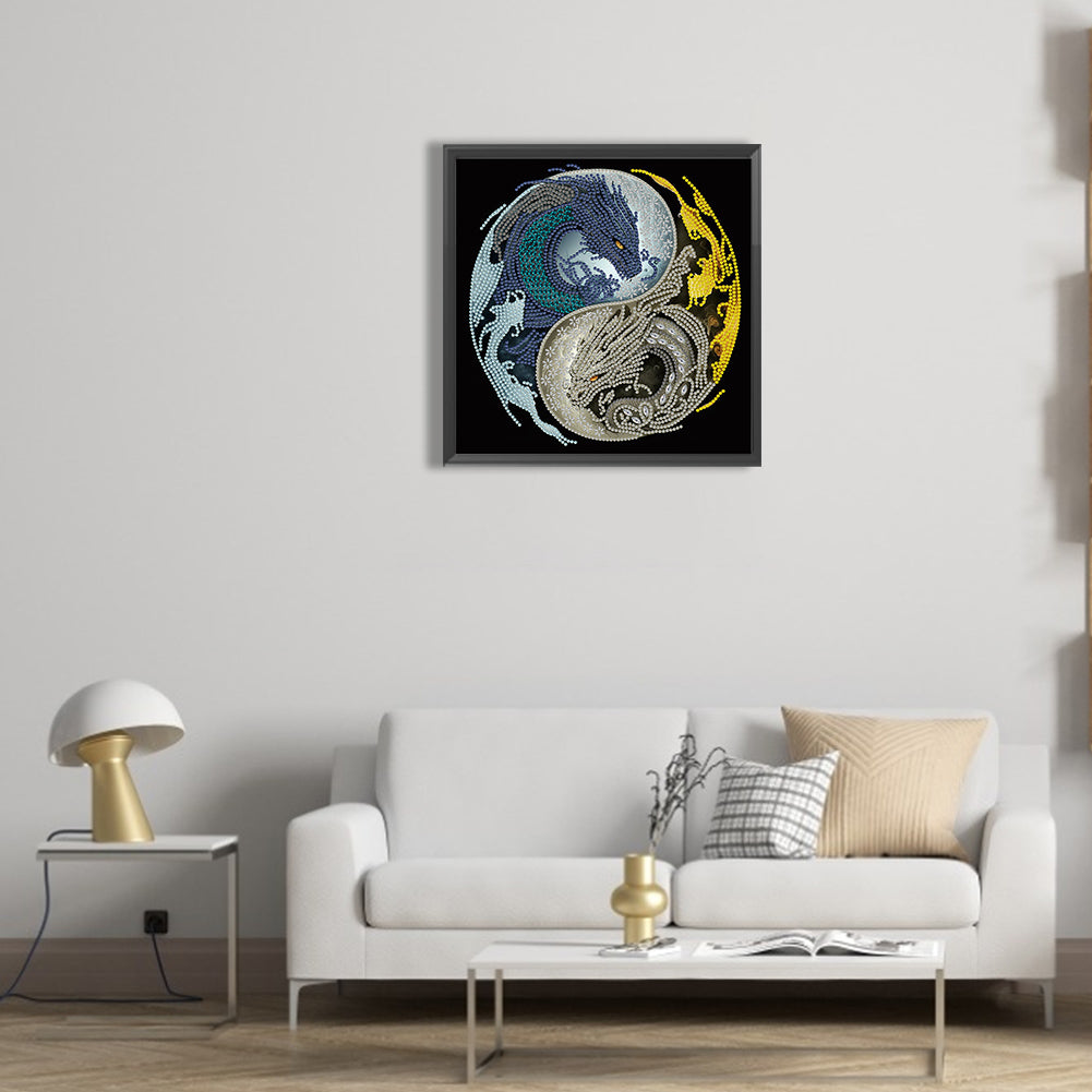Tai Chi Yin Yang Dragon - Special Shaped Drill Diamond Painting 30*30CM