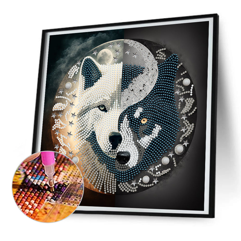 Tai Chi Yin Yang Wolf - Special Shaped Drill Diamond Painting 30*30CM