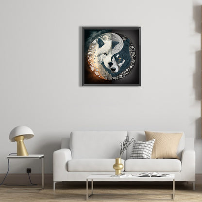 Tai Chi Yin Yang Wolf - Special Shaped Drill Diamond Painting 30*30CM