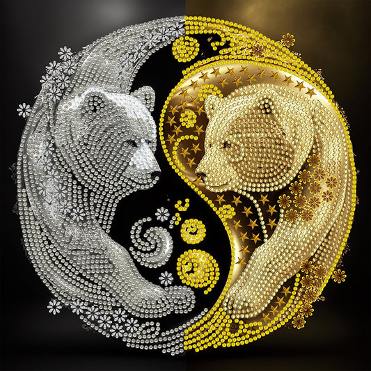 Tai Chi Yin Yang Bear - Special Shaped Drill Diamond Painting 30*30CM