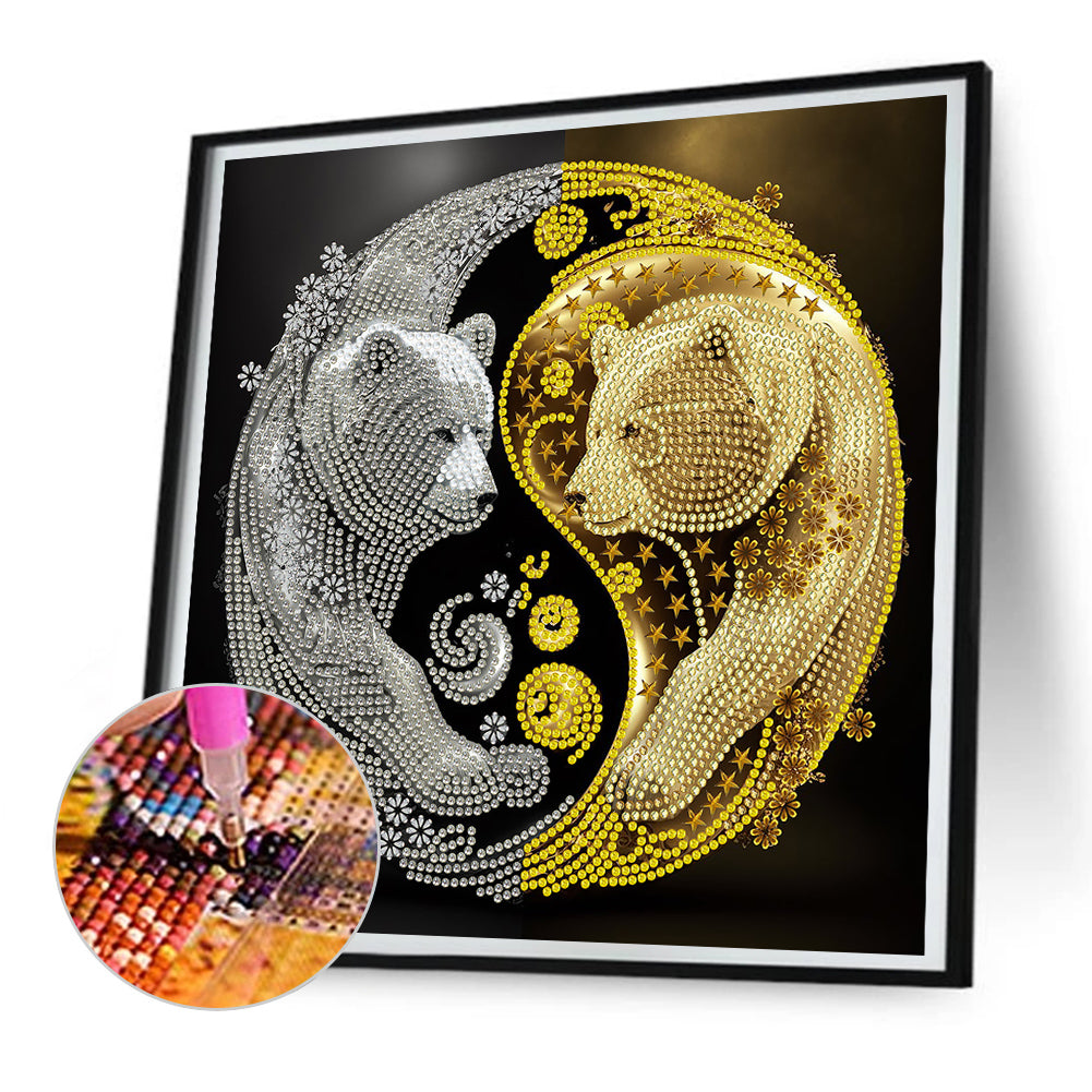 Tai Chi Yin Yang Bear - Special Shaped Drill Diamond Painting 30*30CM