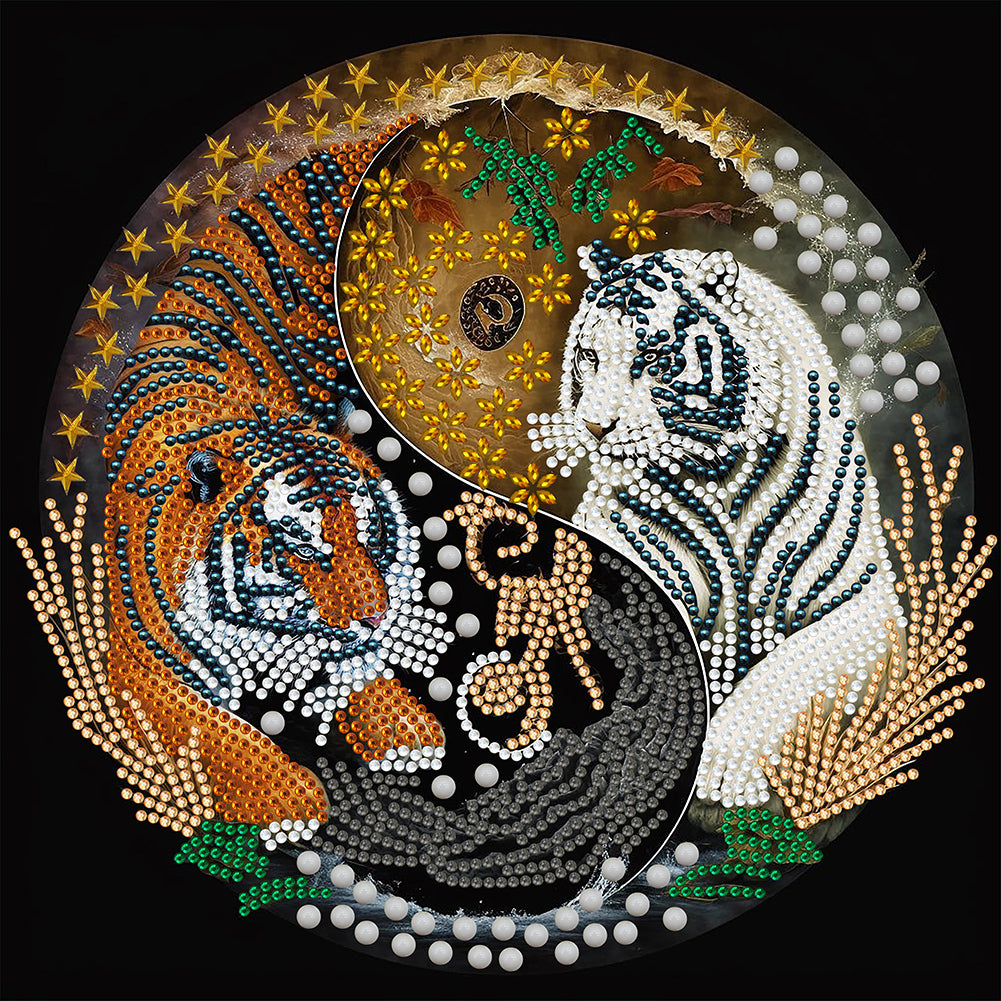 Tai Chi Yin Yang Tiger - Special Shaped Drill Diamond Painting 30*30CM