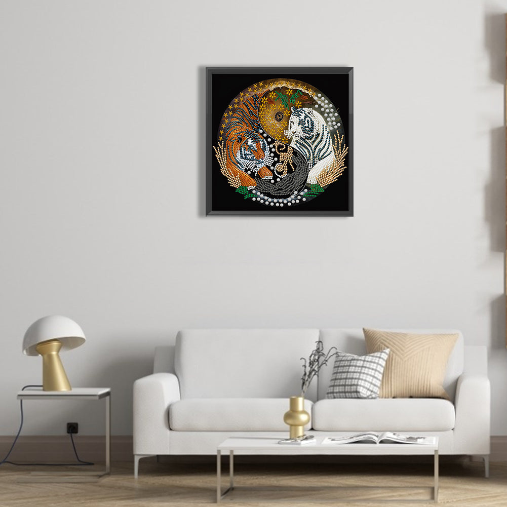 Tai Chi Yin Yang Tiger - Special Shaped Drill Diamond Painting 30*30CM