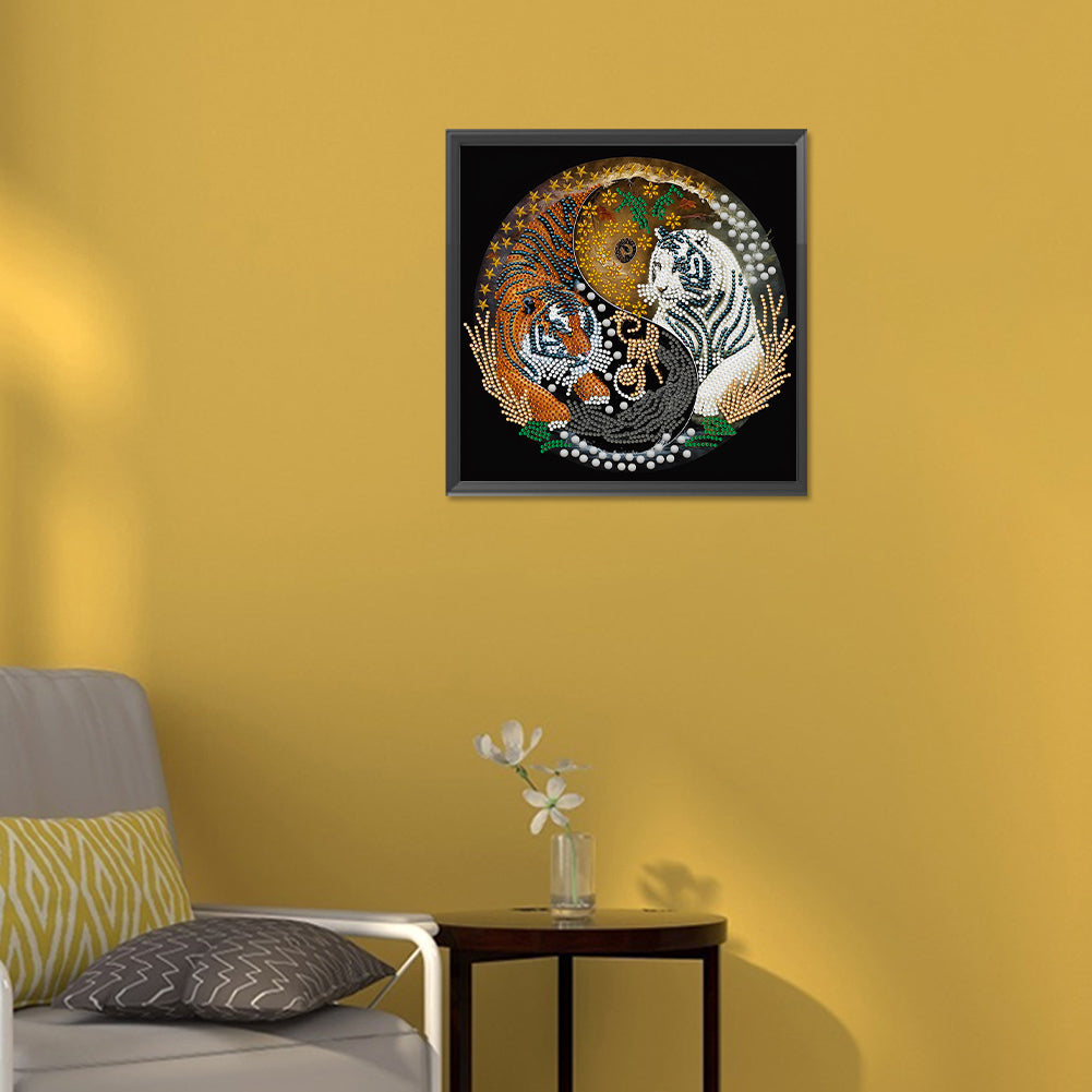 Tai Chi Yin Yang Tiger - Special Shaped Drill Diamond Painting 30*30CM