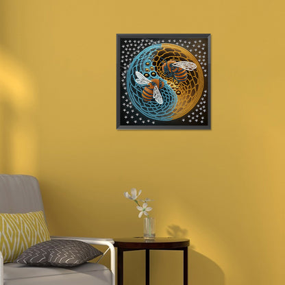 Tai Chi Yin Yang Bee - Special Shaped Drill Diamond Painting 30*30CM