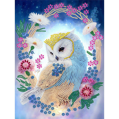 Wreath Owl - Special Shaped Drill Diamond Painting 30*40CM