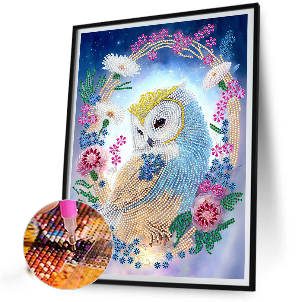 Wreath Owl - Special Shaped Drill Diamond Painting 30*40CM