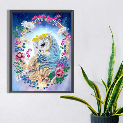 Wreath Owl - Special Shaped Drill Diamond Painting 30*40CM