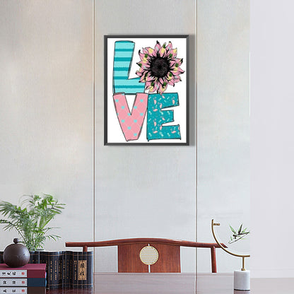 Love Calligraphy And Painting - Full Round Drill Diamond Painting 30*40CM