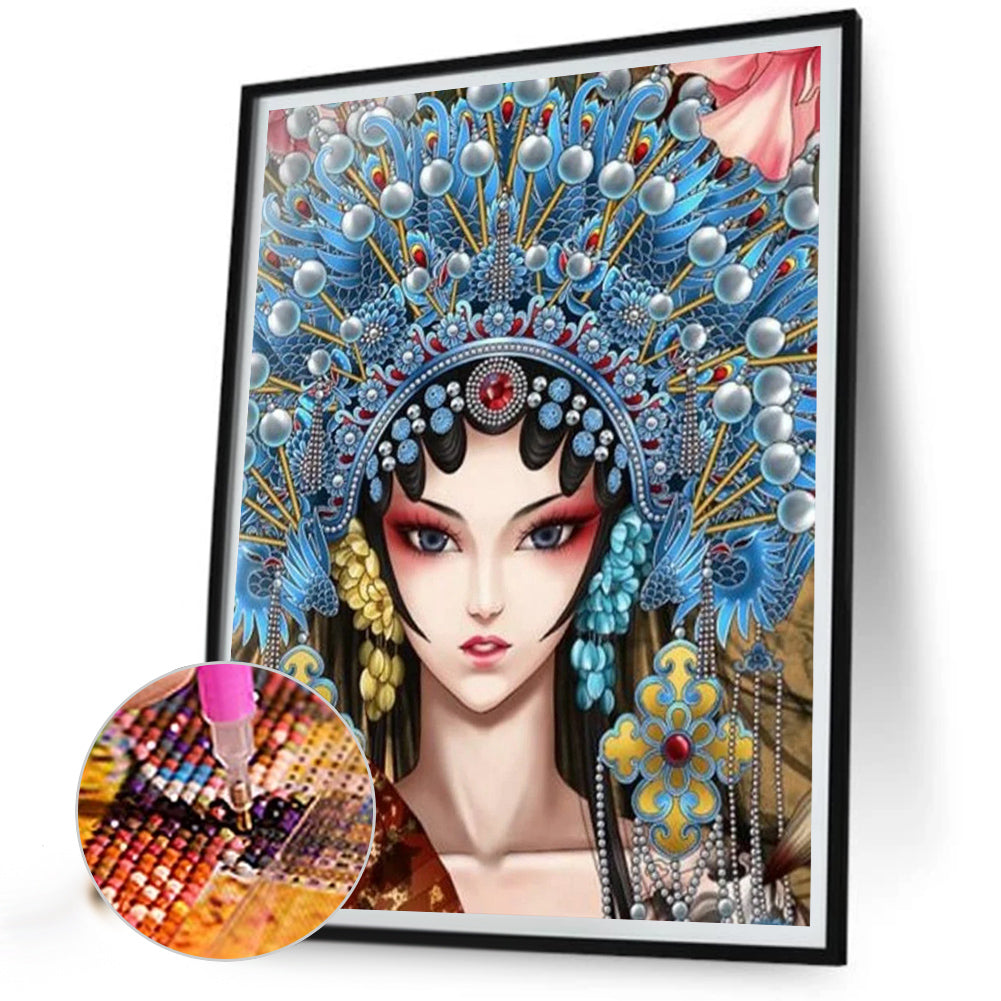Peking Opera Makeup Girl - Full Round Drill Diamond Painting 40*50CM
