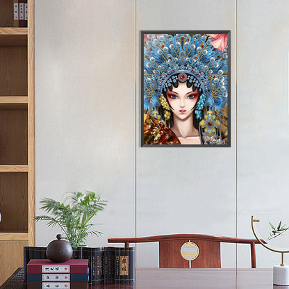 Peking Opera Makeup Girl - Full Round Drill Diamond Painting 40*50CM