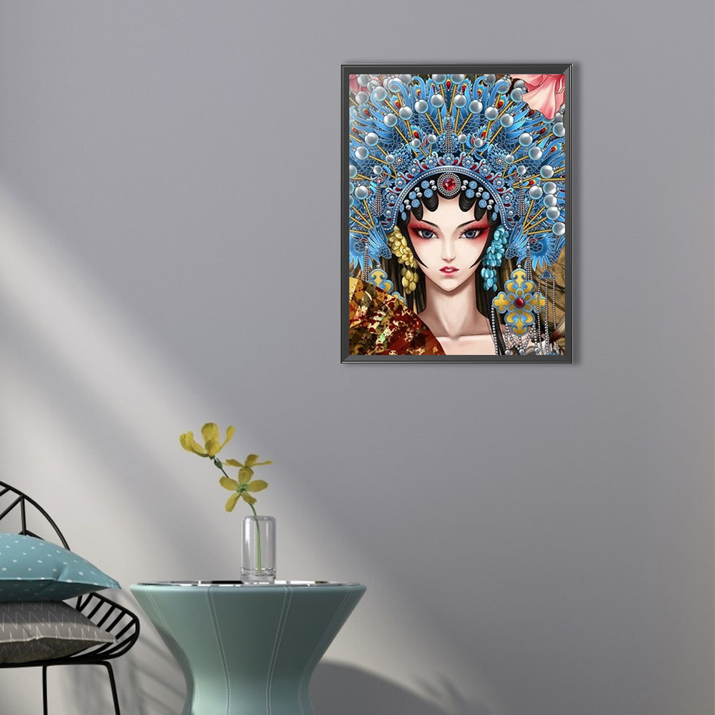Peking Opera Makeup Girl - Full Round Drill Diamond Painting 40*50CM