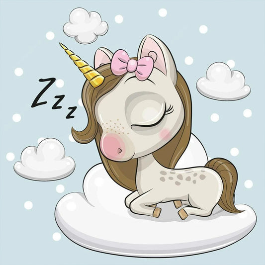 Unicorn Sleeping On Cloud - Full Round Drill Diamond Painting 30*30CM