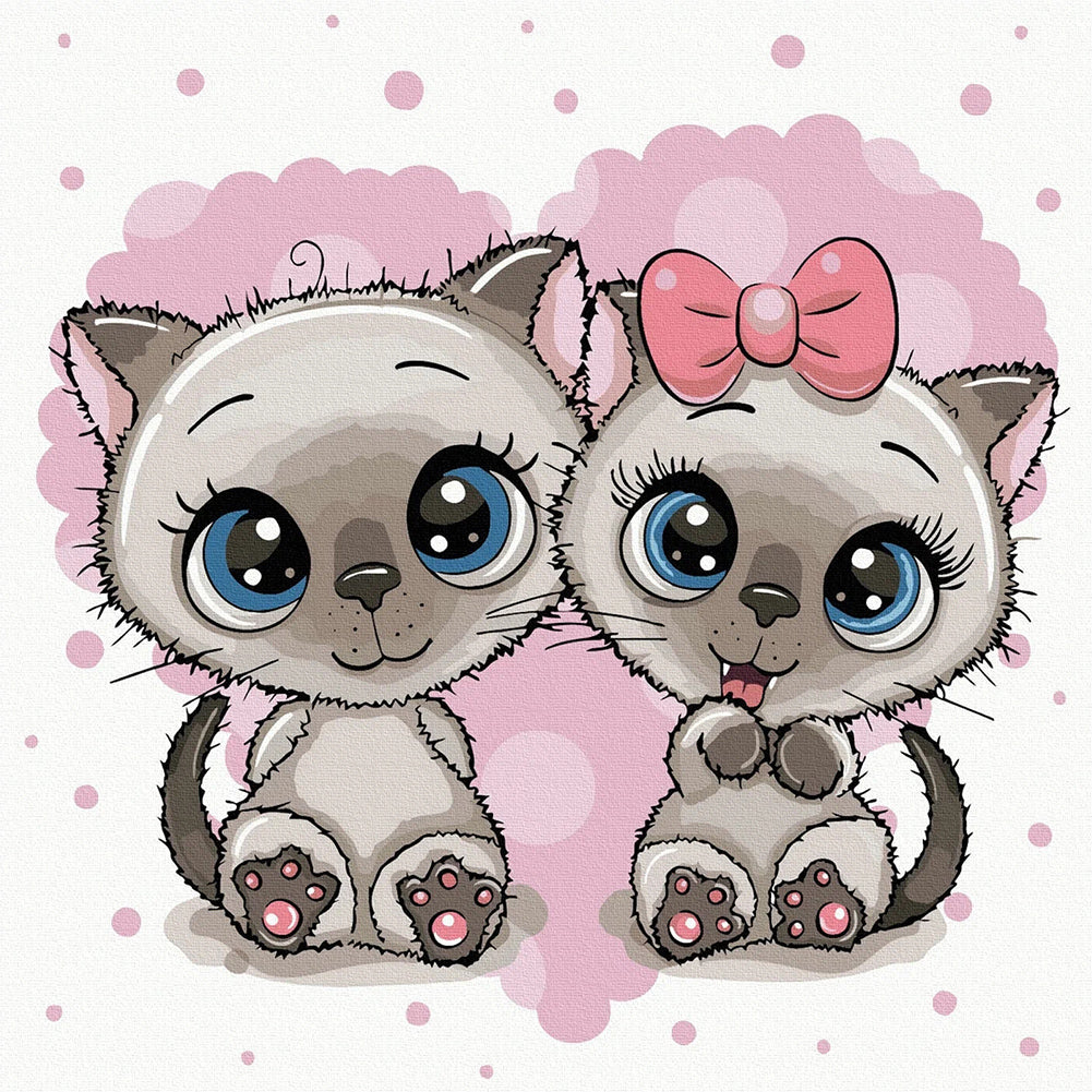 Two Kittens - Full Round Drill Diamond Painting 30*30CM