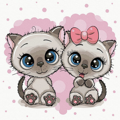 Two Kittens - Full Round Drill Diamond Painting 30*30CM