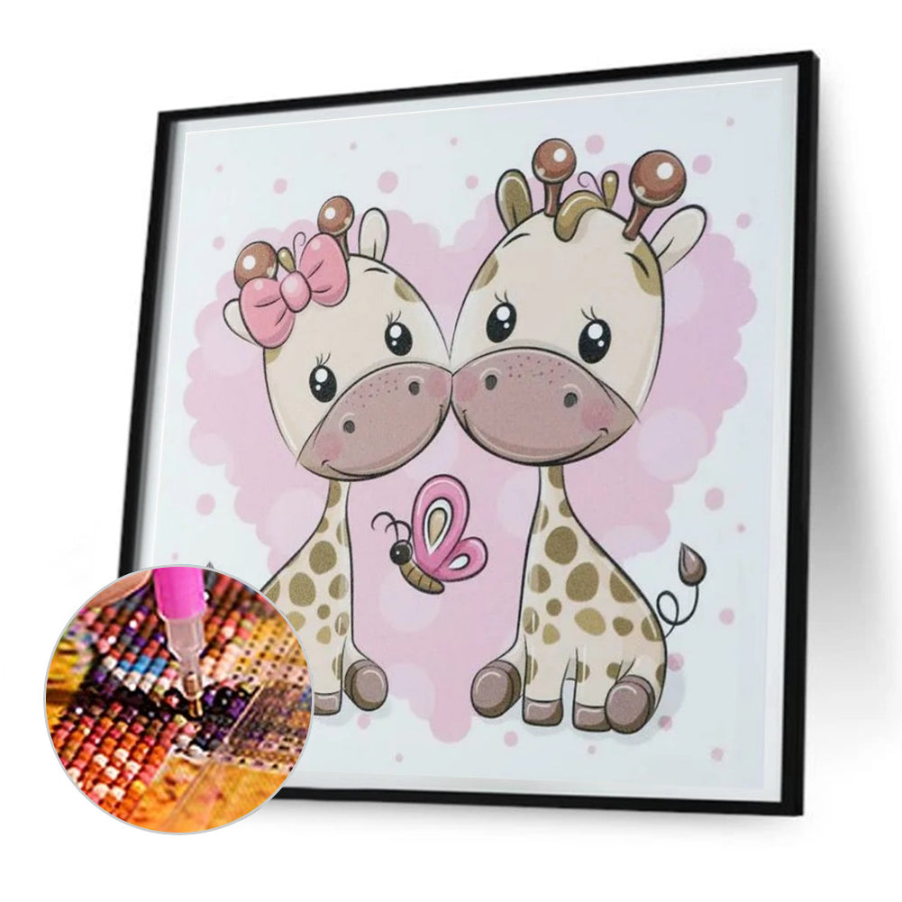 Two Baby Giraffes - Full Round Drill Diamond Painting 30*30CM