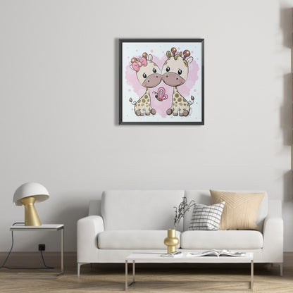 Two Baby Giraffes - Full Round Drill Diamond Painting 30*30CM