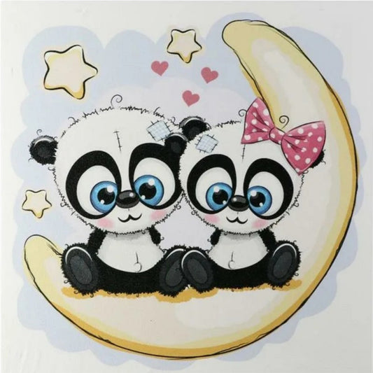 Two Pandas On The Moon - Full Round Drill Diamond Painting 30*30CM