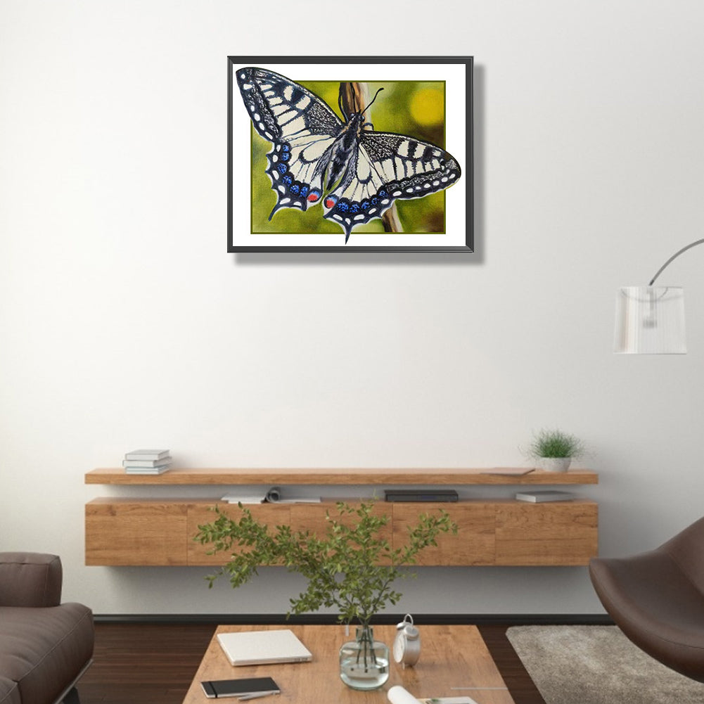 Black And White Butterfly - Full Round Drill Diamond Painting 50*40CM