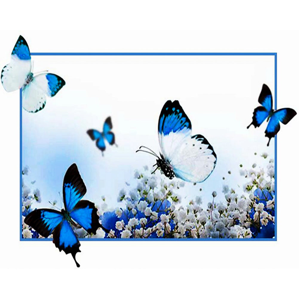 Butterfly In Sea Of Flowers - Full Round Drill Diamond Painting 50*40CM