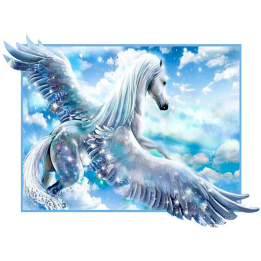 Pegasus Soaring In The Blue Sky - Full Round Drill Diamond Painting 50*40CM