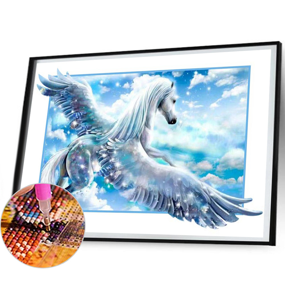 Pegasus Soaring In The Blue Sky - Full Round Drill Diamond Painting 50*40CM