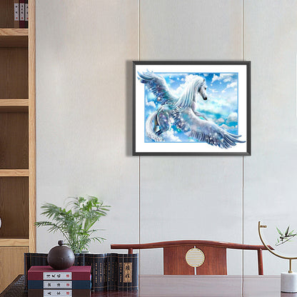 Pegasus Soaring In The Blue Sky - Full Round Drill Diamond Painting 50*40CM