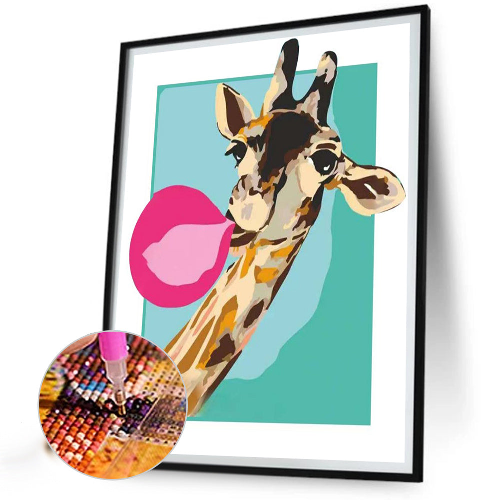 Giraffe Blowing Bubbles - Full Round Drill Diamond Painting 40*50CM