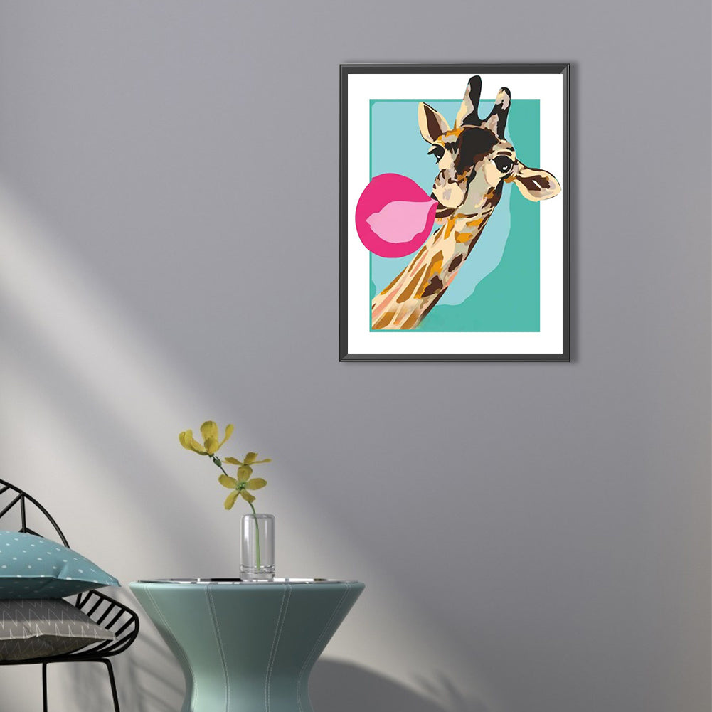Giraffe Blowing Bubbles - Full Round Drill Diamond Painting 40*50CM