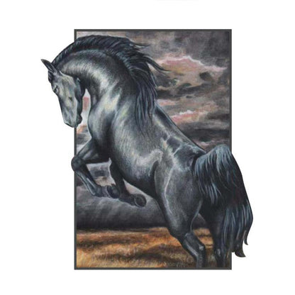 Galloping Dark Horse - Full Round Drill Diamond Painting 40*50CM