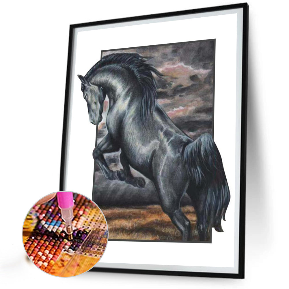 Galloping Dark Horse - Full Round Drill Diamond Painting 40*50CM