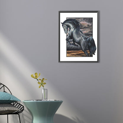 Galloping Dark Horse - Full Round Drill Diamond Painting 40*50CM