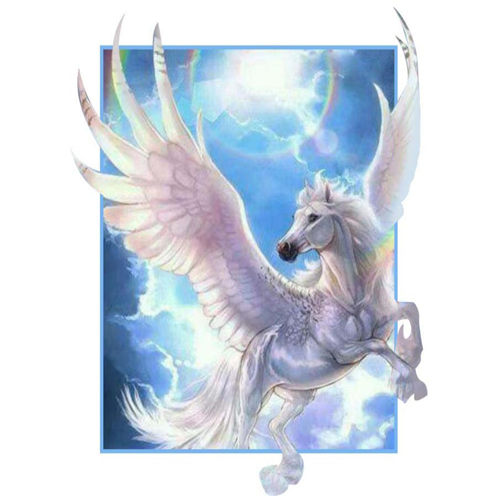 Pegasus Flying Under The Night Sky - Full Round Drill Diamond Painting 40*50CM