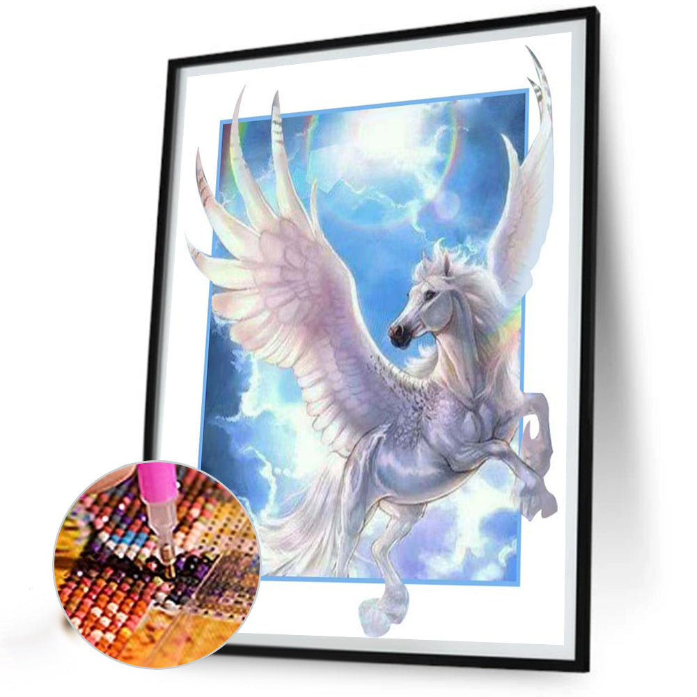 Pegasus Flying Under The Night Sky - Full Round Drill Diamond Painting 40*50CM