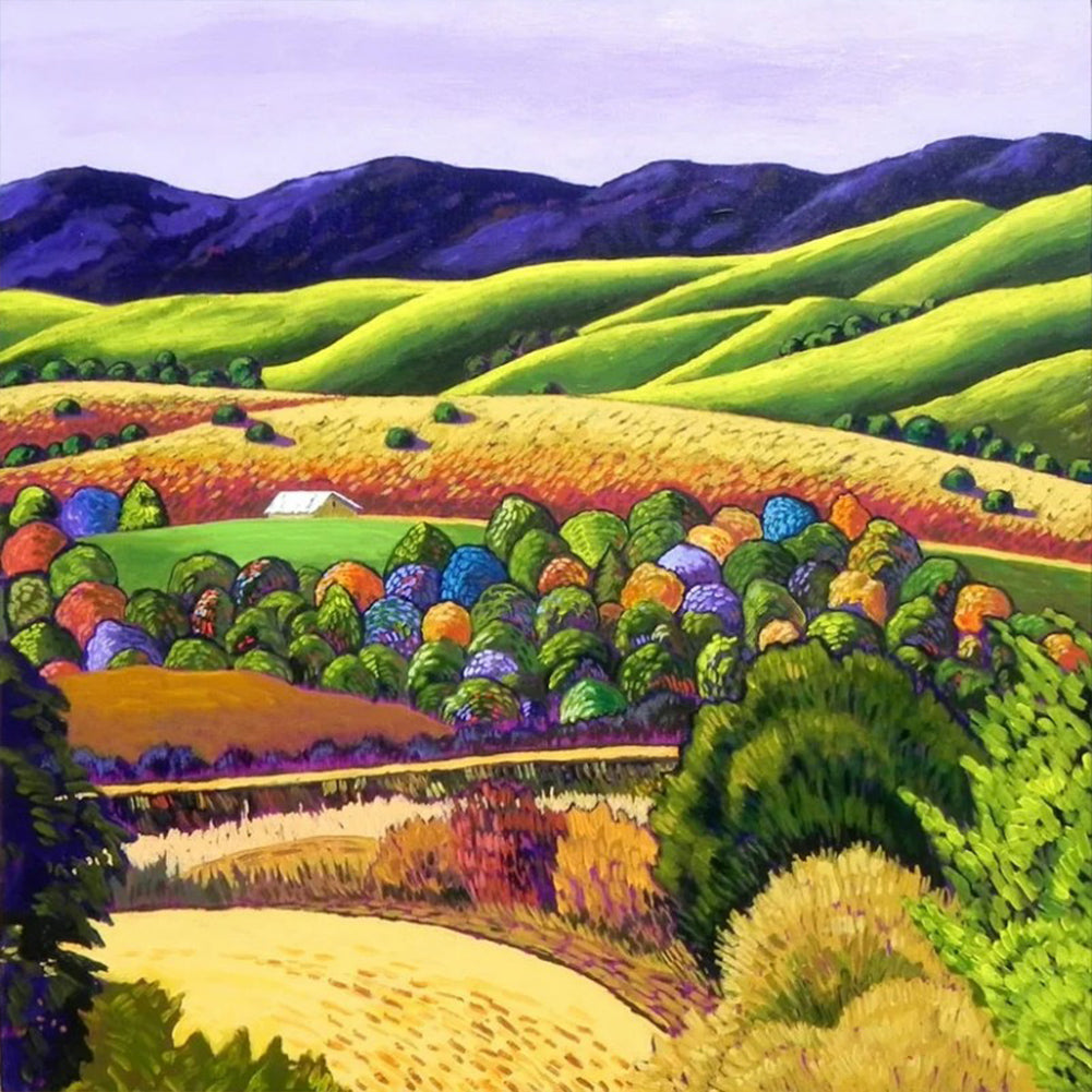 Idyllic Mountain View - Full Round Drill Diamond Painting 30*30CM