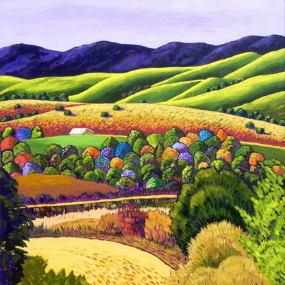 Idyllic Mountain View - Full Round Drill Diamond Painting 30*30CM