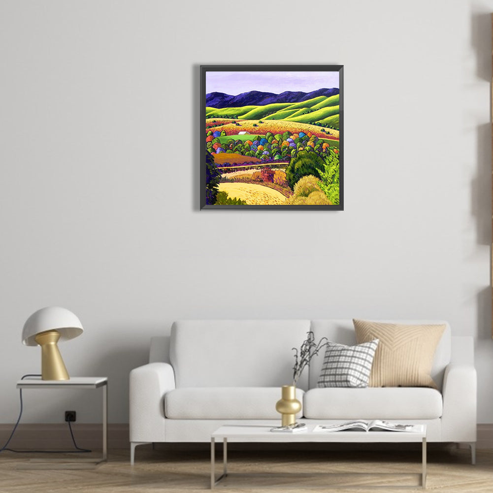 Idyllic Mountain View - Full Round Drill Diamond Painting 30*30CM