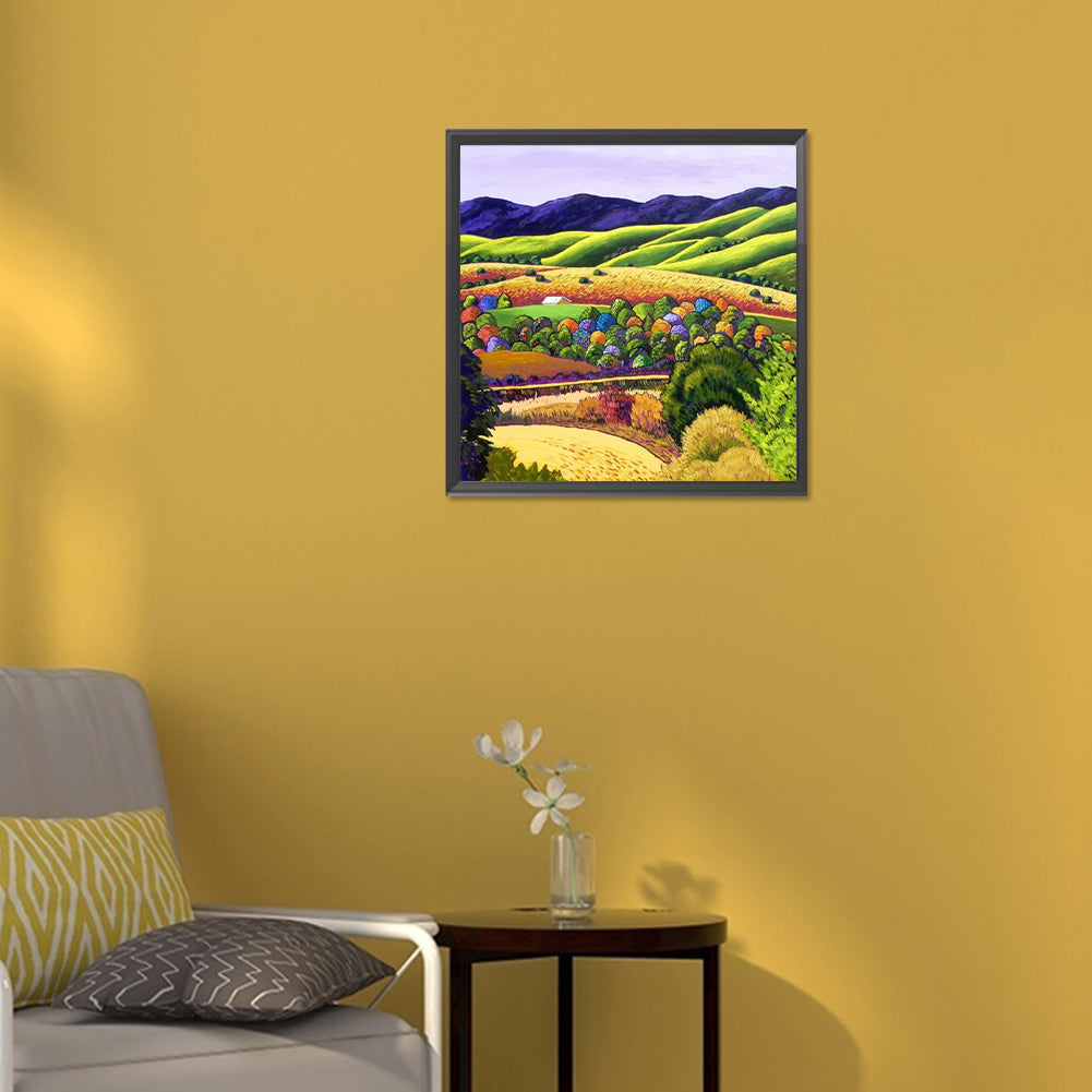 Idyllic Mountain View - Full Round Drill Diamond Painting 30*30CM