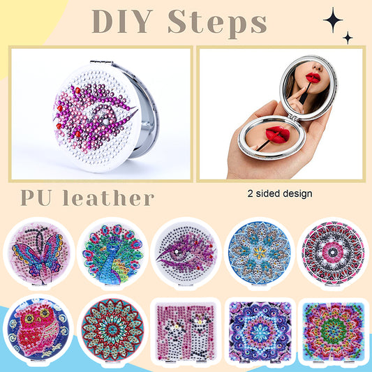DIY Diamond Painting Makeup Mirror Portable Diamond Art Mosaic Makeup Mirror
