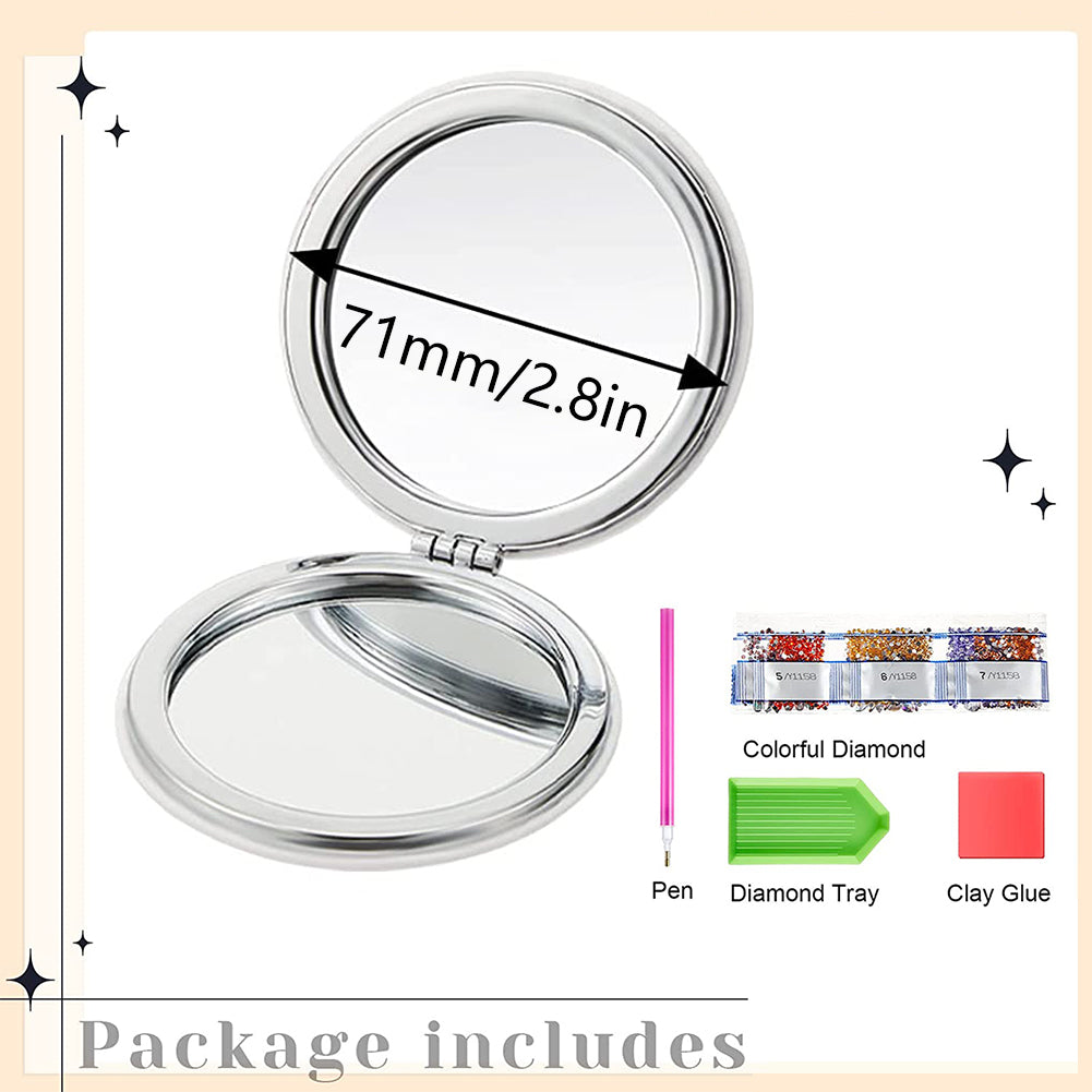 DIY Diamond Painting Makeup Mirror Portable Diamond Art Mosaic Makeup Mirror