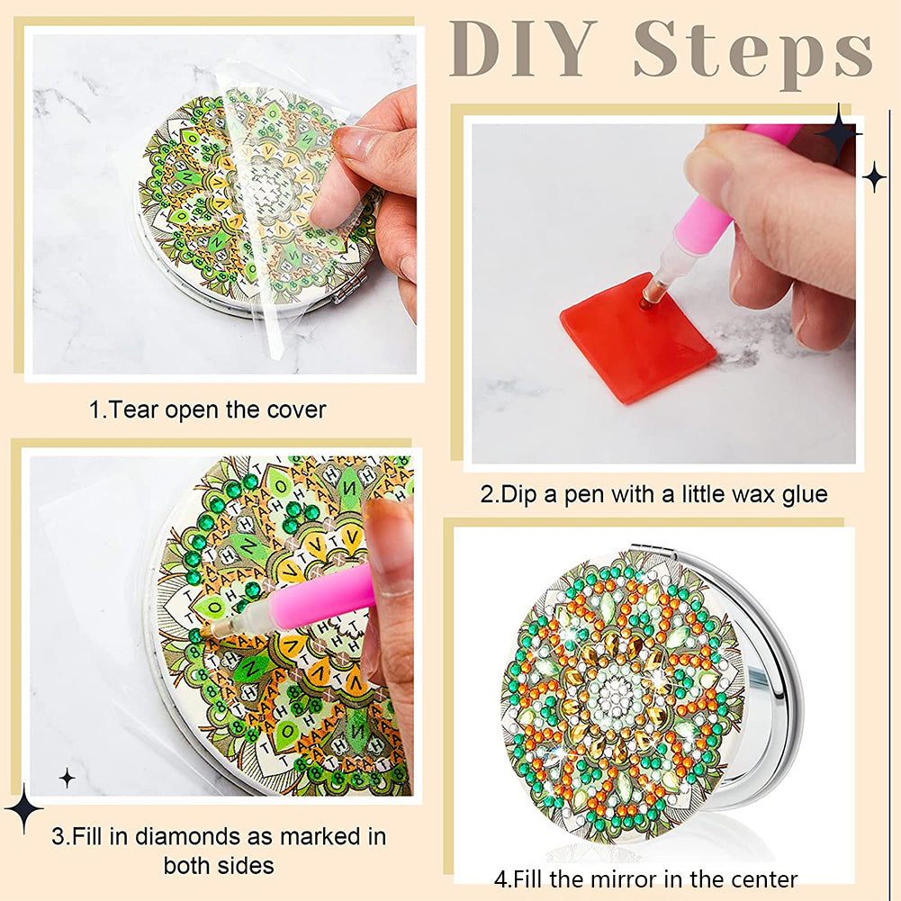 DIY Diamond Painting Makeup Mirror Portable Diamond Art Mosaic Makeup Mirror