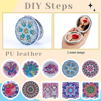 DIY Diamond Painting Makeup Mirror Portable Diamond Art Mosaic Makeup Mirror