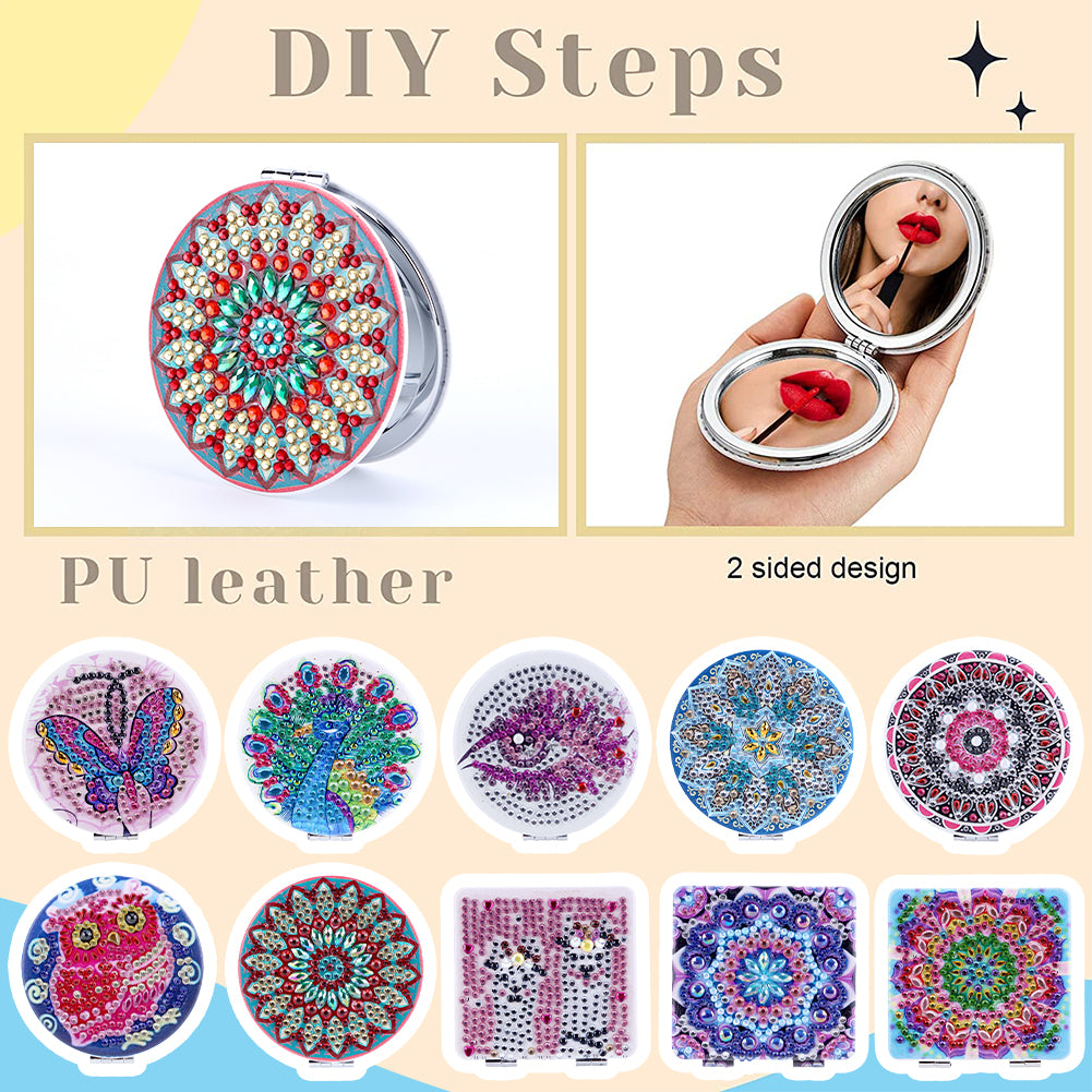 DIY Diamond Painting Makeup Mirror Portable Diamond Art Mosaic Makeup Mirror
