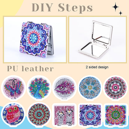 DIY Diamond Painting Makeup Mirror Portable Diamond Art Mosaic Makeup Mirror