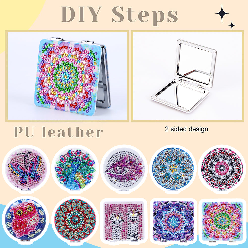 DIY Diamond Painting Makeup Mirror Portable Diamond Art Mosaic Makeup Mirror