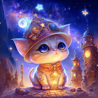 Waiting Magic Cat - Full Round Drill Diamond Painting 30*30CM