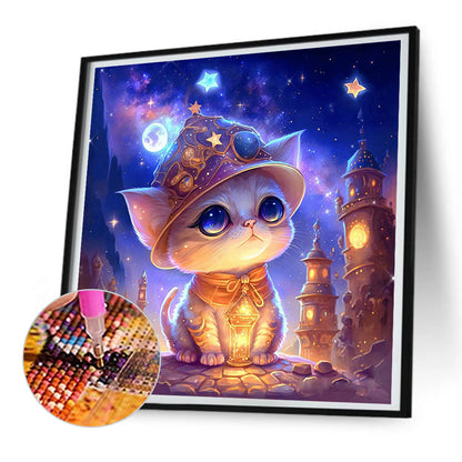 Waiting Magic Cat - Full Round Drill Diamond Painting 30*30CM