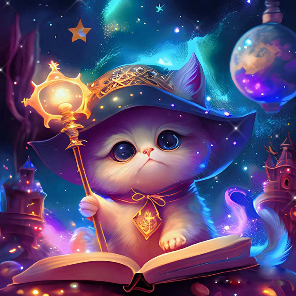 Learning Magic Cat - Full Round Drill Diamond Painting 30*30CM