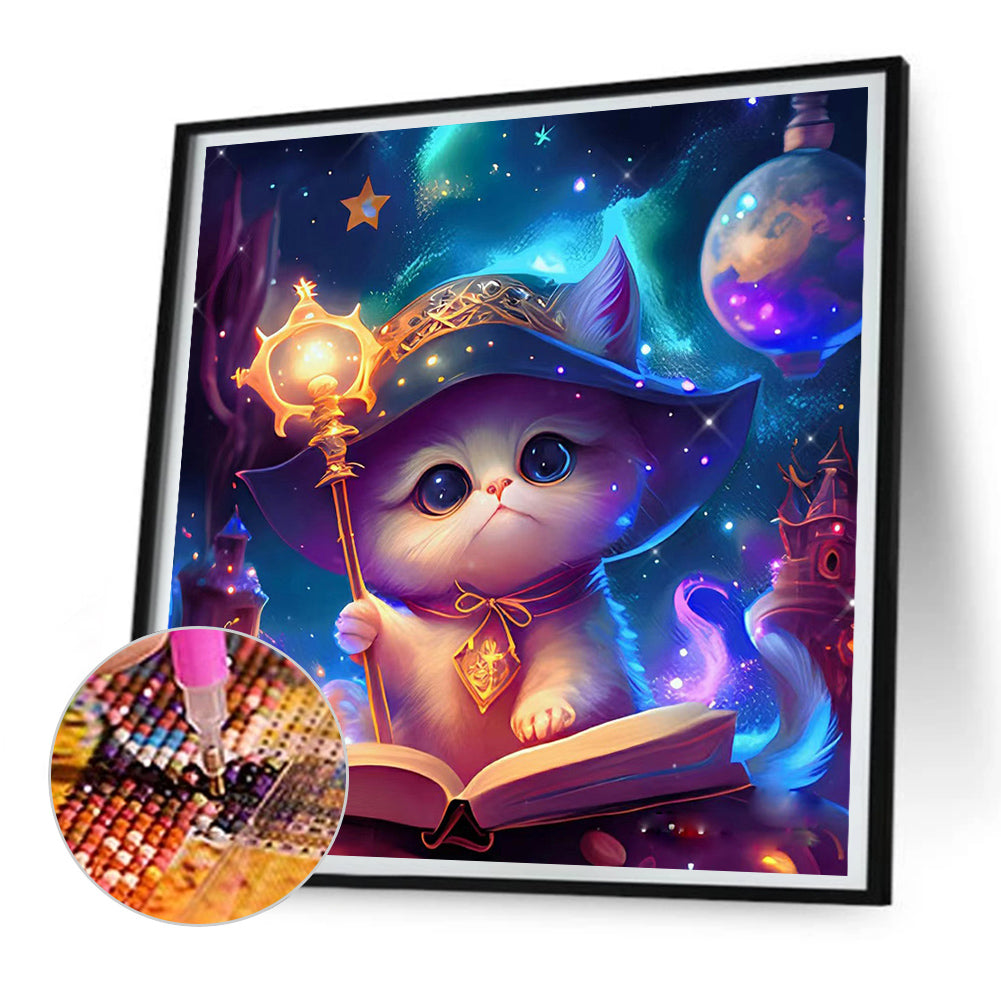 Learning Magic Cat - Full Round Drill Diamond Painting 30*30CM