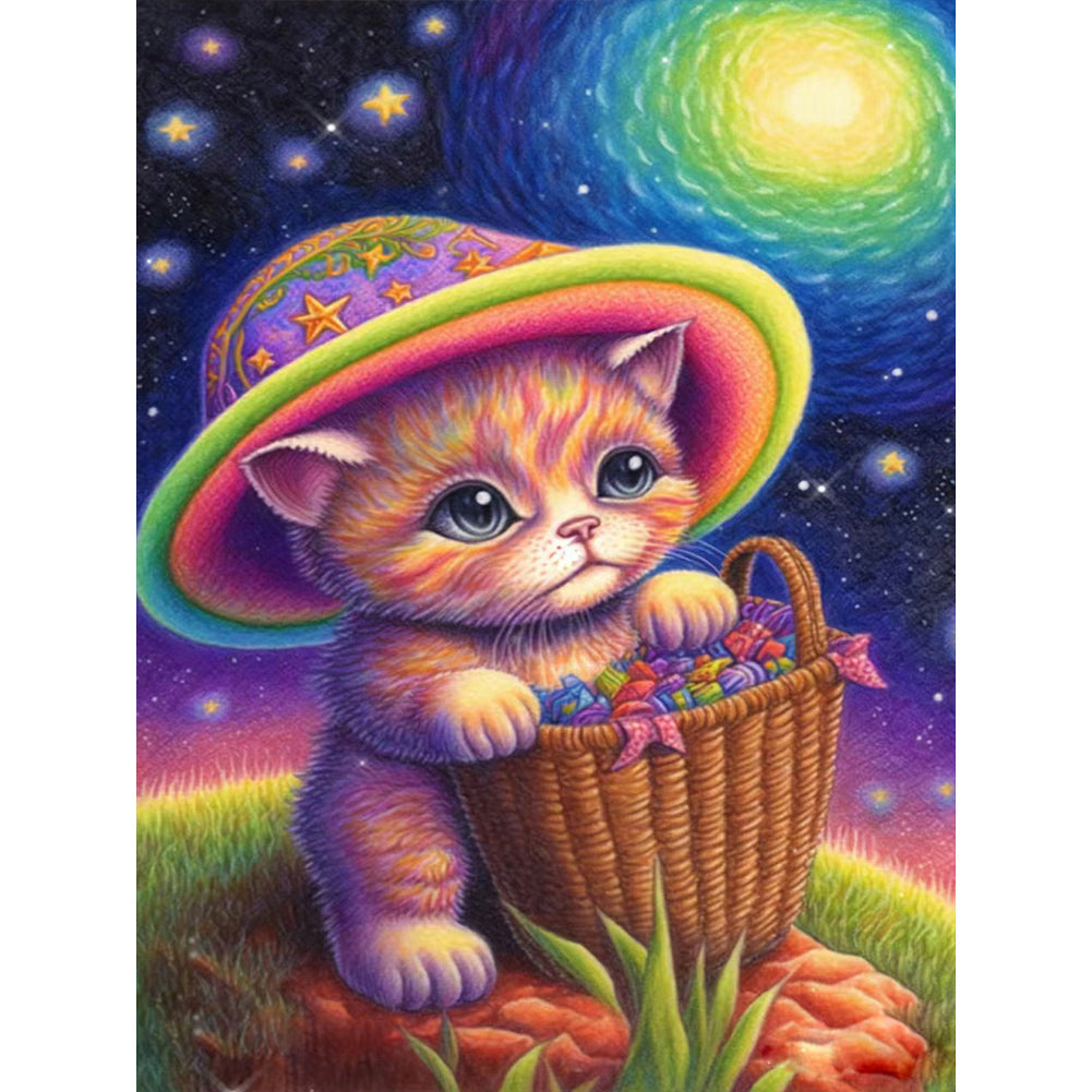 Cat In The Magic Village - Full Round Drill Diamond Painting 30*40CM